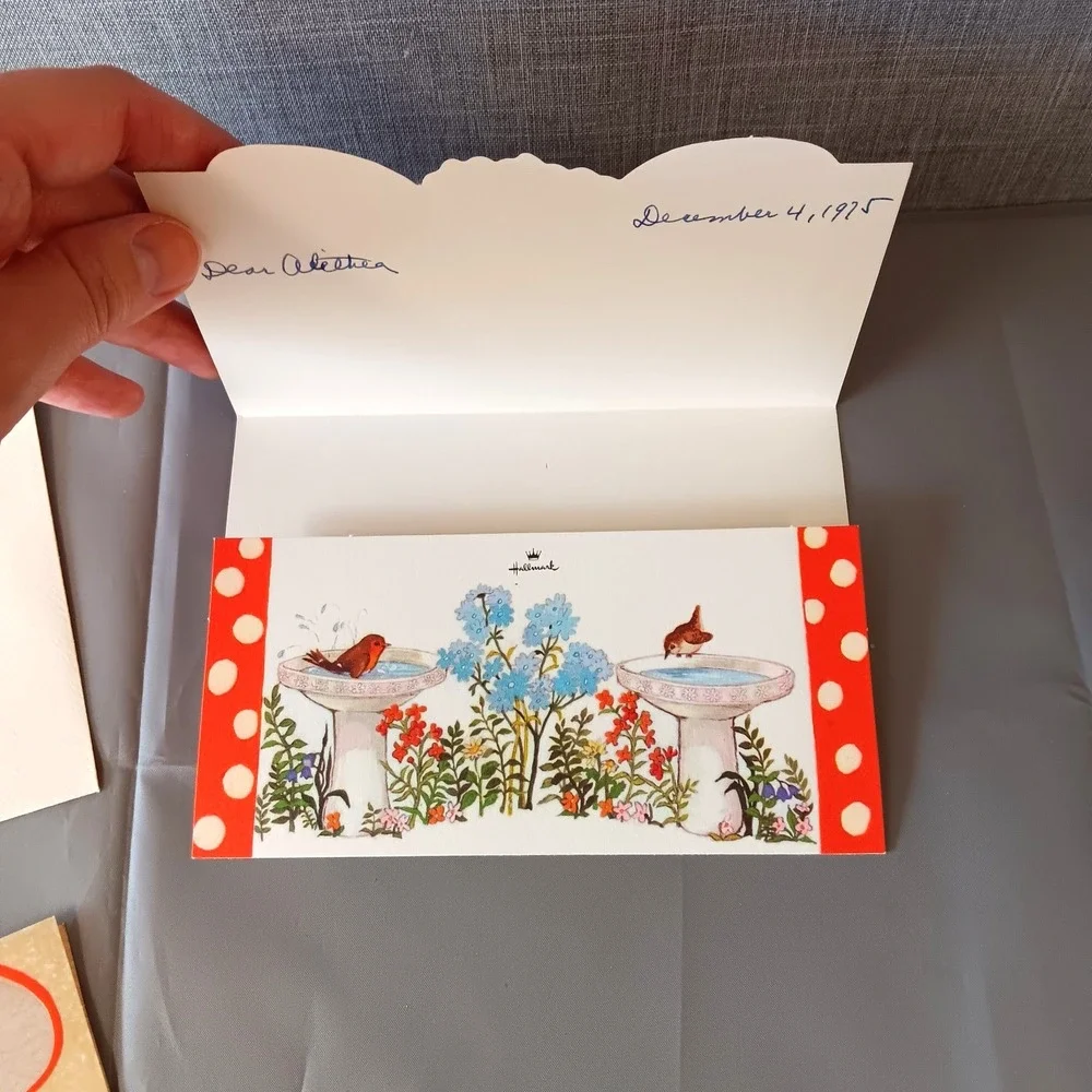 Vintage Mushroom‎ Stationery Ephemera Hallmark 70s Bird Floral Card Seal